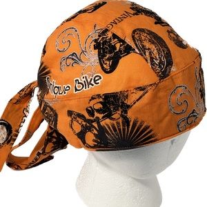 Doo Rag, Durag, orange, black, skeletons